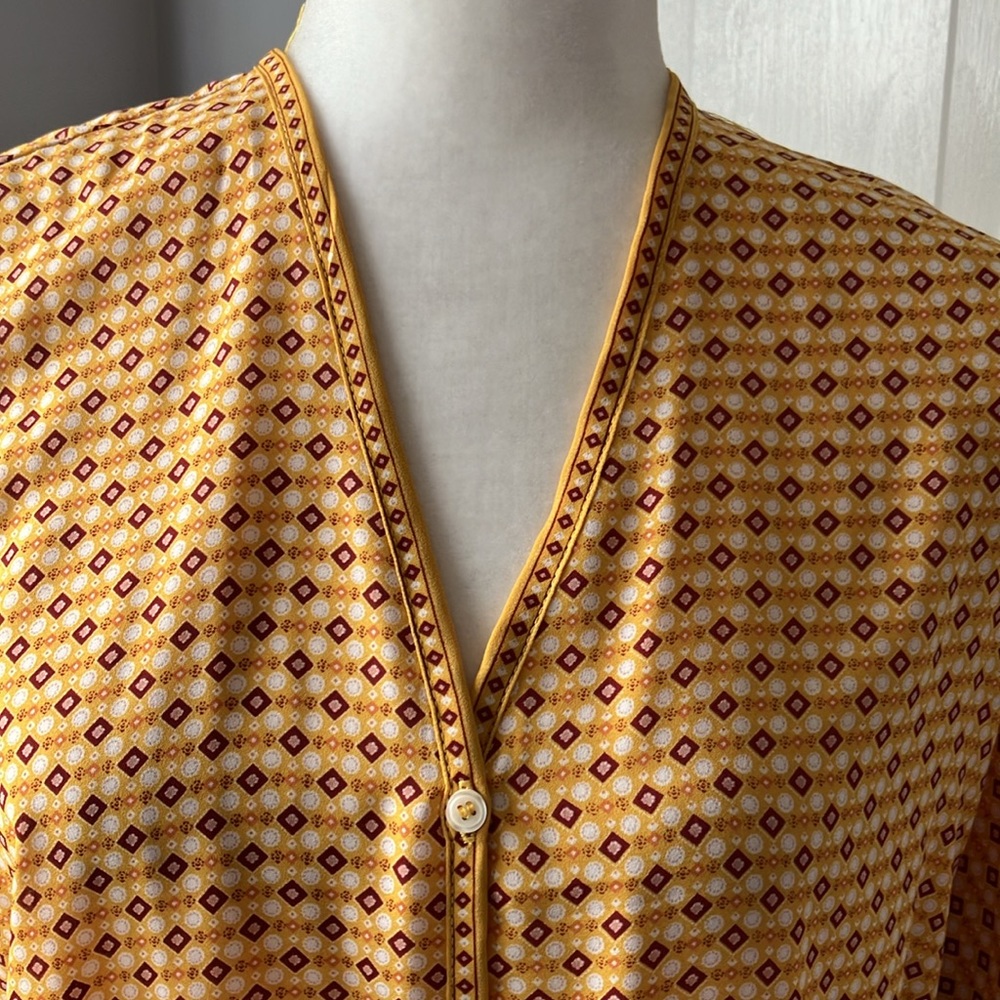 Gold yellow tie waist blouse top S - Picture 2 of 9